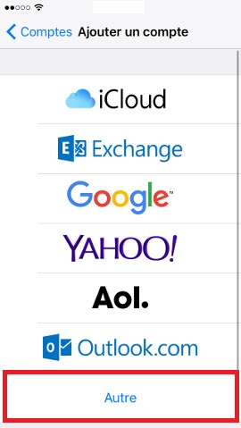 iPhone IOS 10 reglages mail selectionnez fournisseur