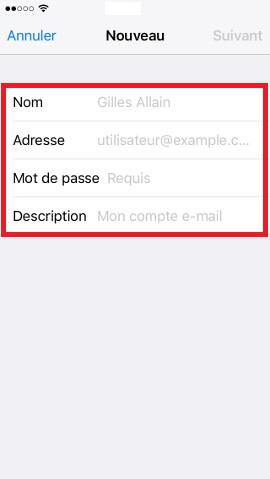 iPhone IOS 10 reglages mail ajouter un compte 3