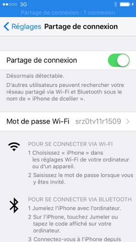 iphone partage de connexion 3