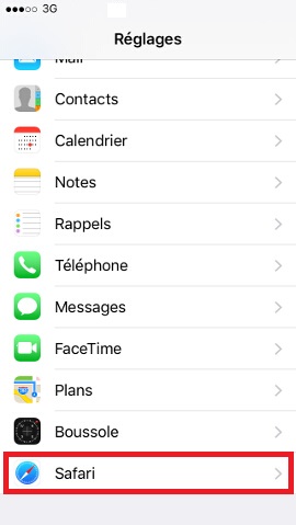 Iphone IOS 9 reglages safari