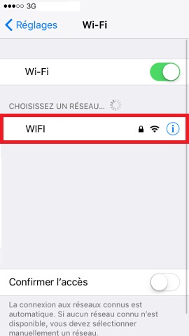 Iphone IOS 10 Wifi nom du réseau