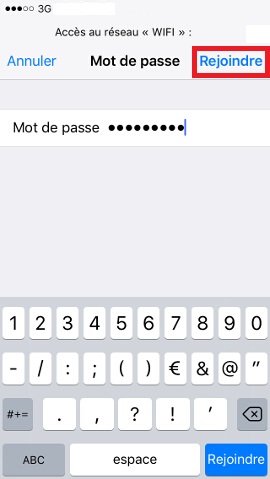 Iphone IOS 10 mot de passe wifi