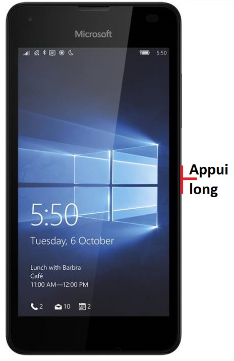 éteindre Lumia 535