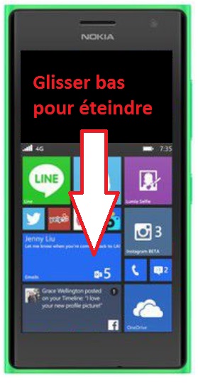 éteindre Lumia 735