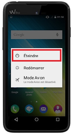 éteindre Wiko Sunny