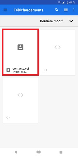 restaurer contacts VCF