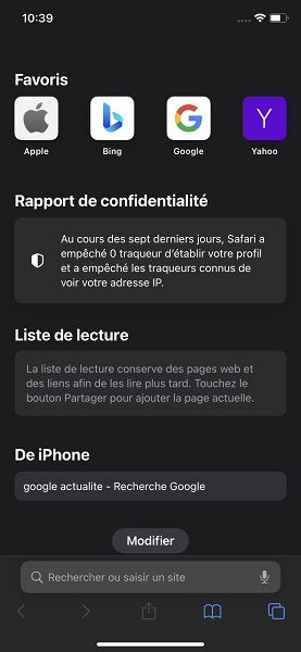 Mode sombre iphone