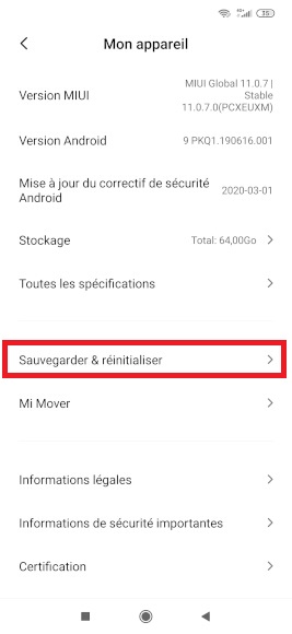 xiaomi sauvegarde Google