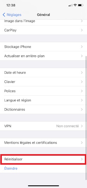 Échec réseau appel iPhone XR