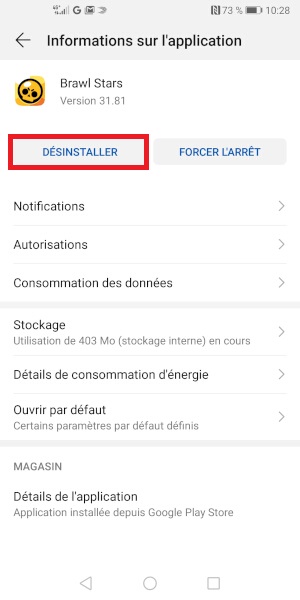 supprimer application Honor View 10