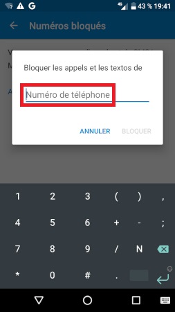 bloquer numéro Alcatel A3