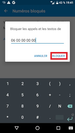 bloquer numéro Alcatel A3