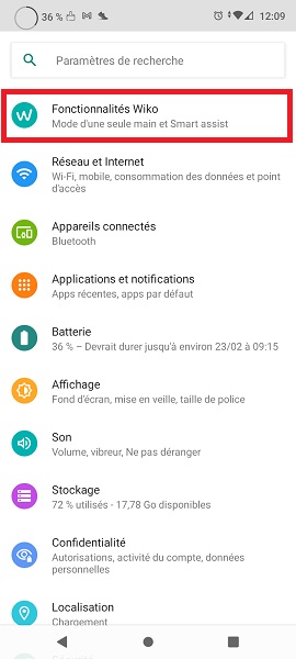 wiko bouton fonction