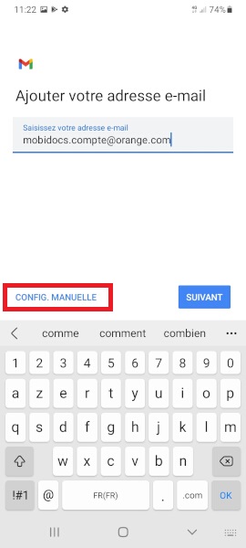 configuration manuel email