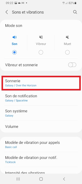 modifier sonnerie Samsung Galaxy S21