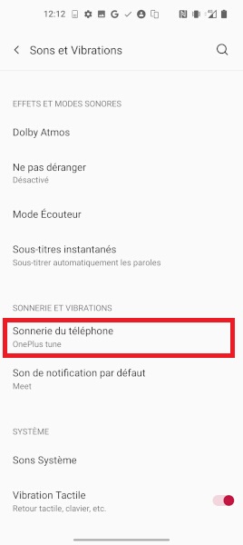 modifier sonnerie OnePlus 8