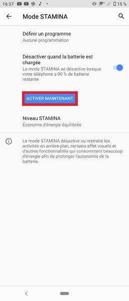 mode STAMINA activer maintenant