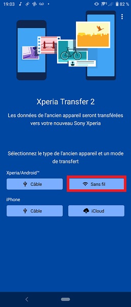 Xperia transfer 2 sans fil