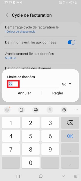 Samsung android 12 blocage données