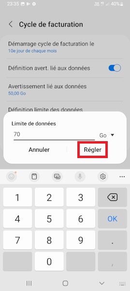 Samsung android 12 blocage données