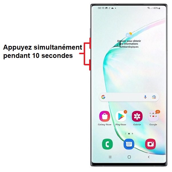 éteindre forcer Samsung Galaxy Note 10