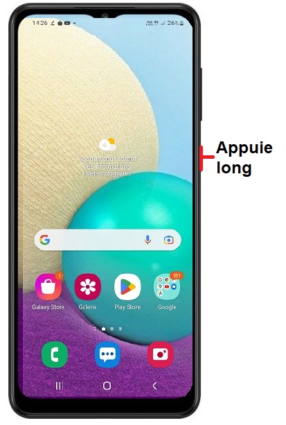 Samsung Galaxy A02 eteindre
