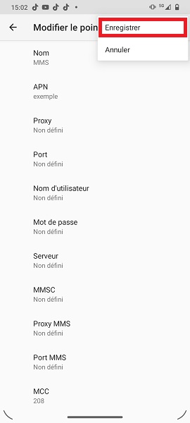 config MMS android