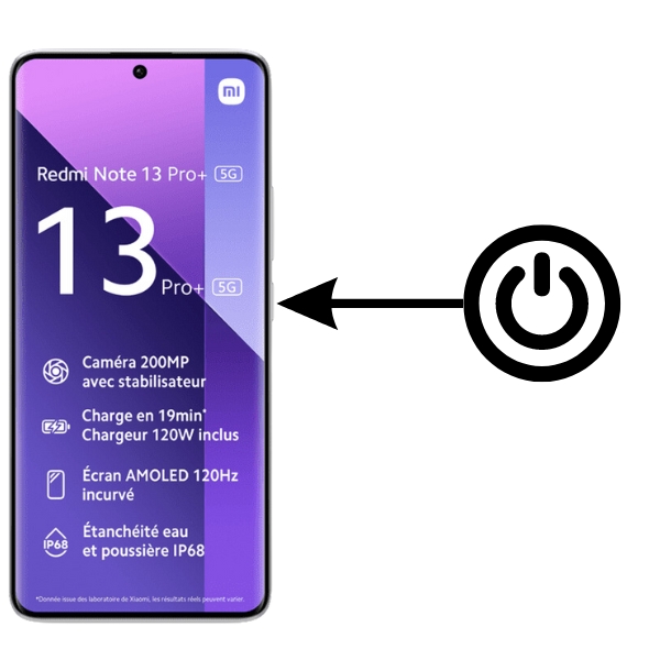 bouton allumage Redmi Note 13 Pro+