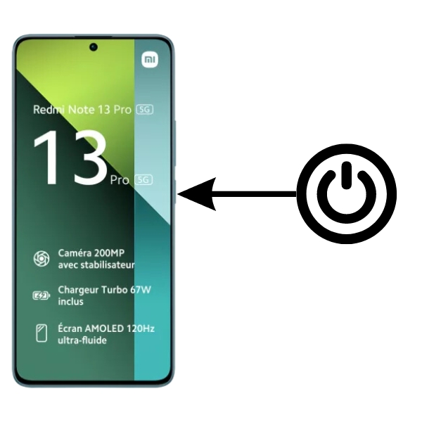 bouton allumage Redmi Note 13 Pro