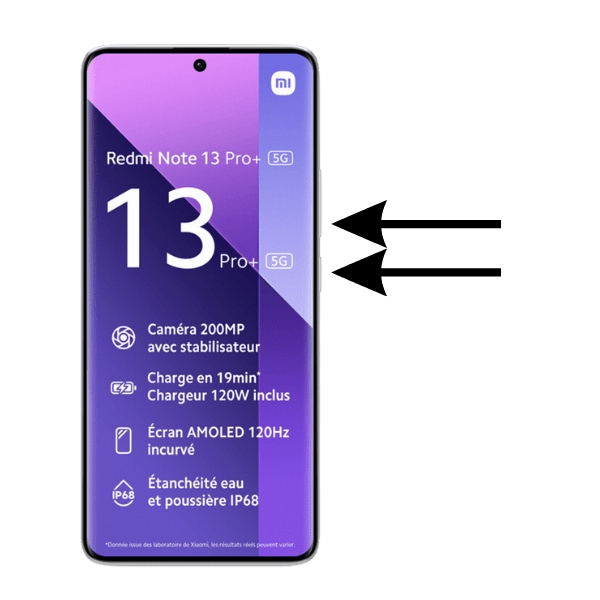 bouton forcer allumage Redmi Note 13 Pro+