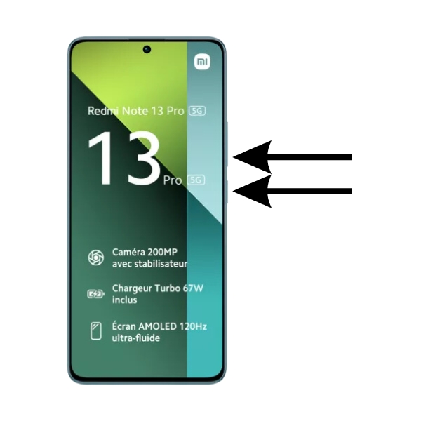bouton forcer allumage Redmi Note 13 Pro
